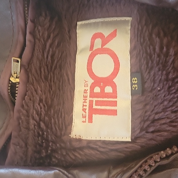 VTG Brown Leather Jacket Biker Motorcycle Zip in Fur Lining Size 38 - Picture 3 of 10